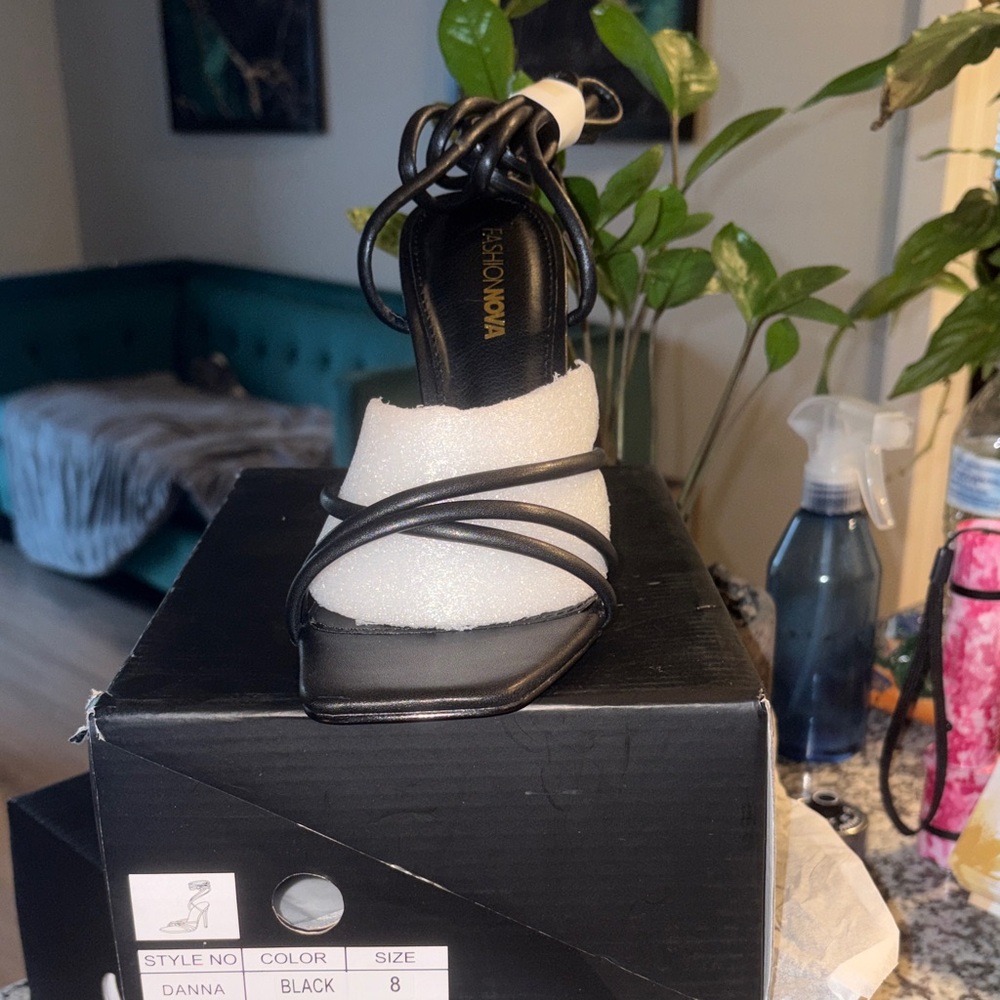 Fashion Nova Black Strappy Heels